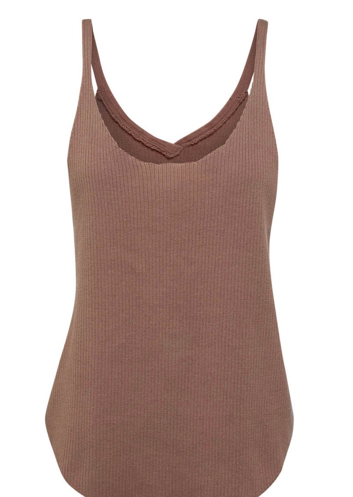 GOLDIE RIBBED TANK - CHOCOLATE