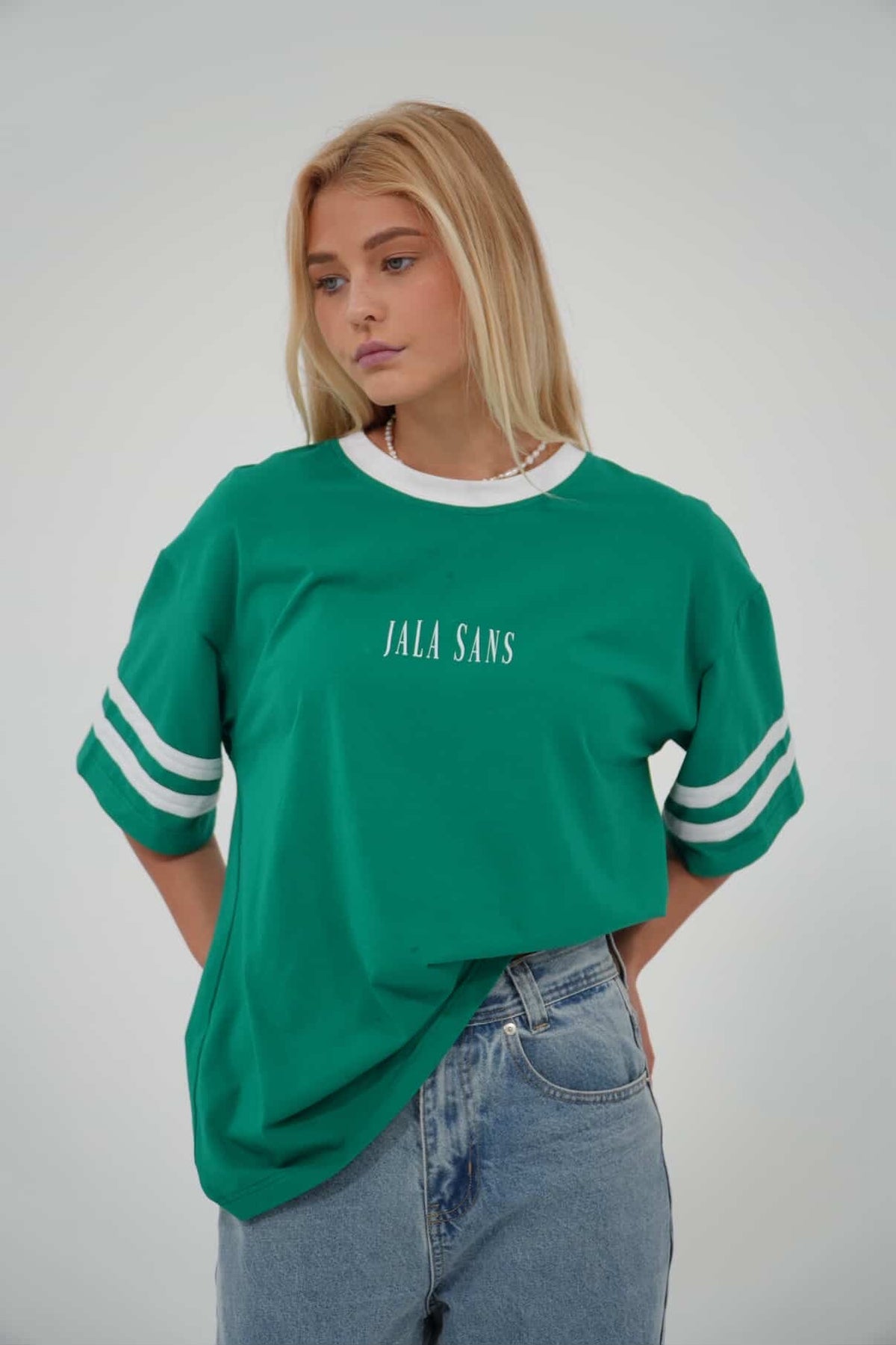 THE EDIT TEE - GREEN & WHITE