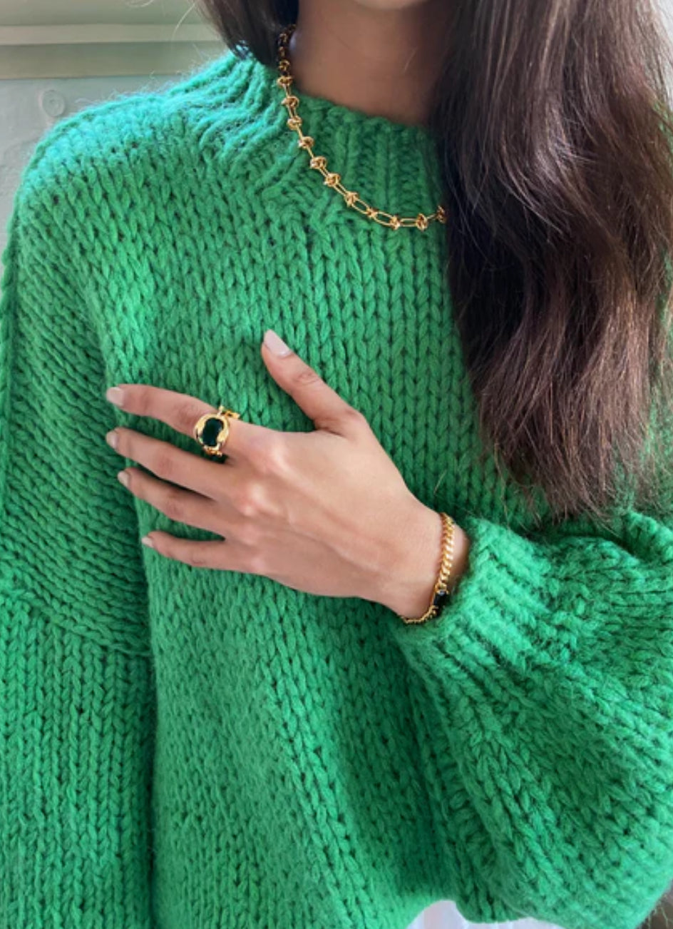 DESIREE OVERSIZE MERINO WOOL JUMPER - GREEN