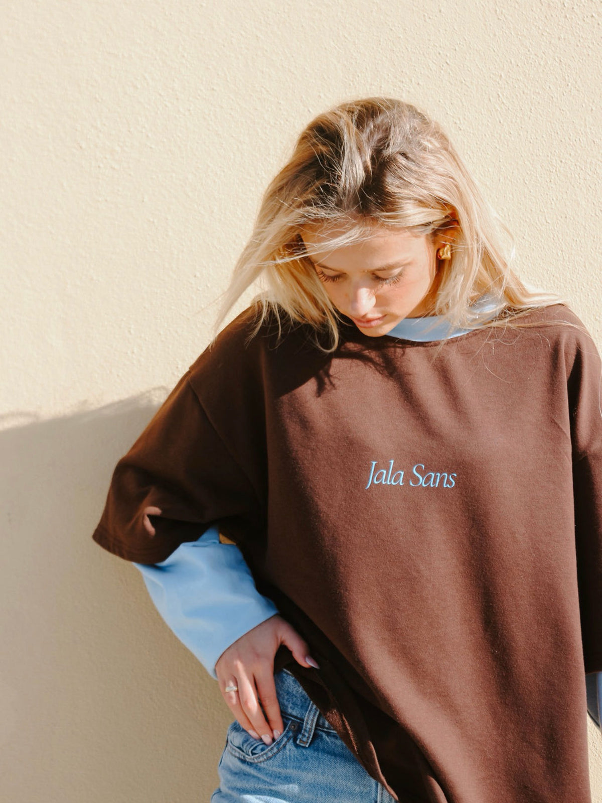 OFF DUTY TEE / CHOCOLATE BROWN - BLUE