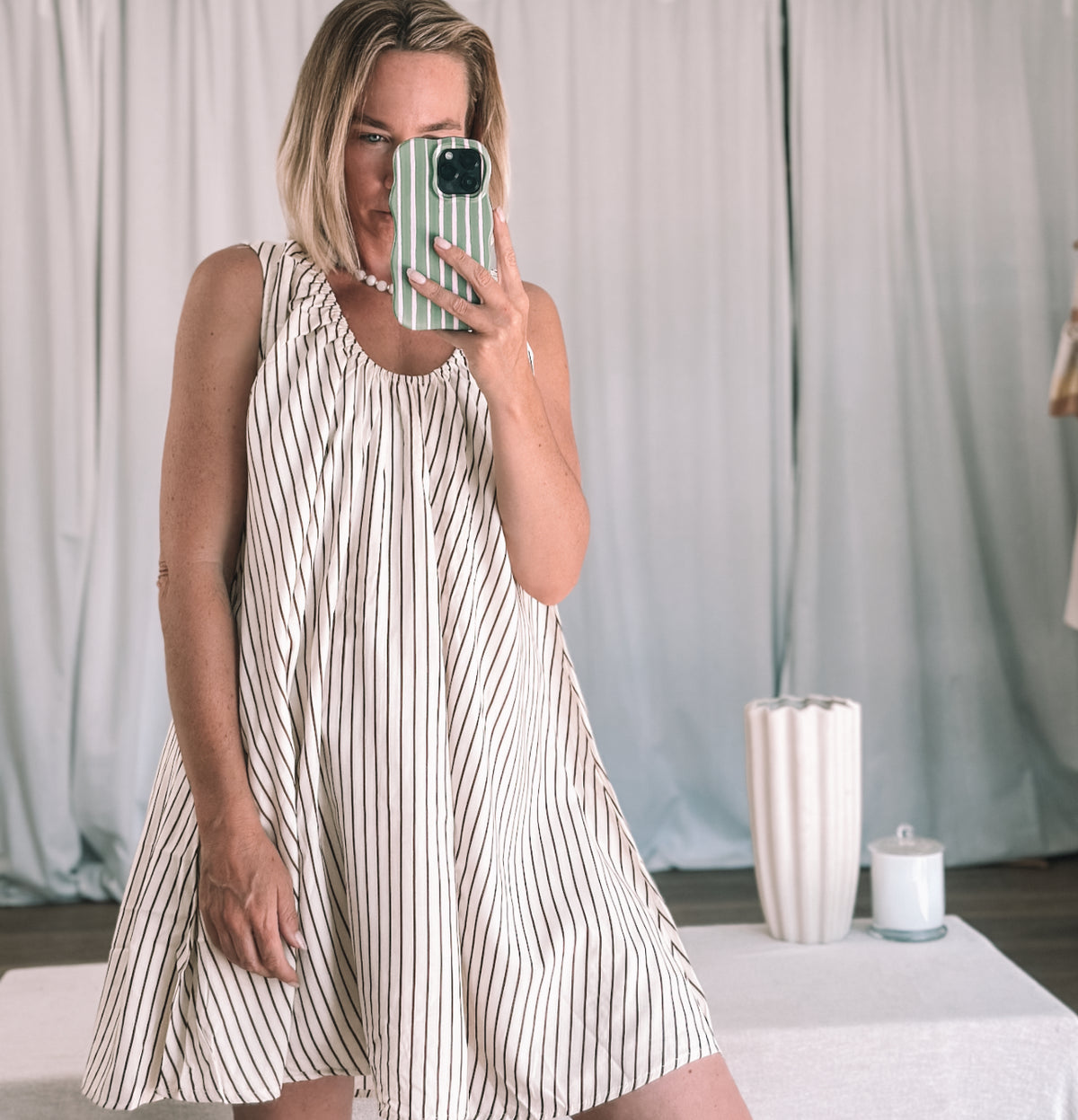 THE LATTE STRIPE DRESS