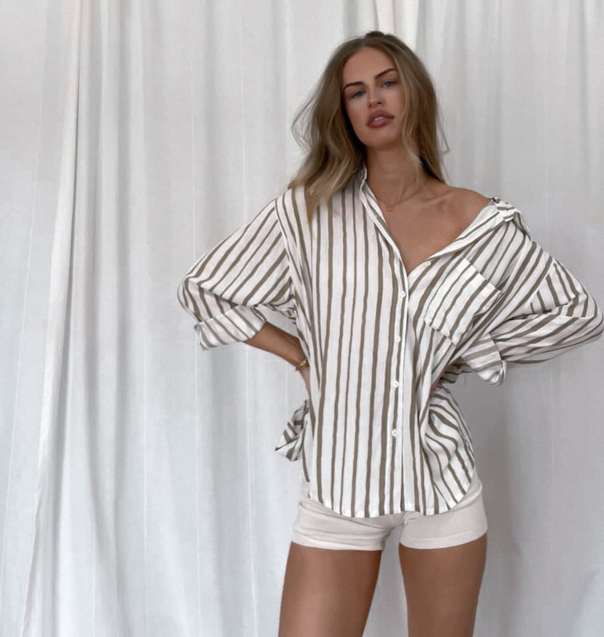 SUNDOWN STRIPE / GREEN AND WHITE