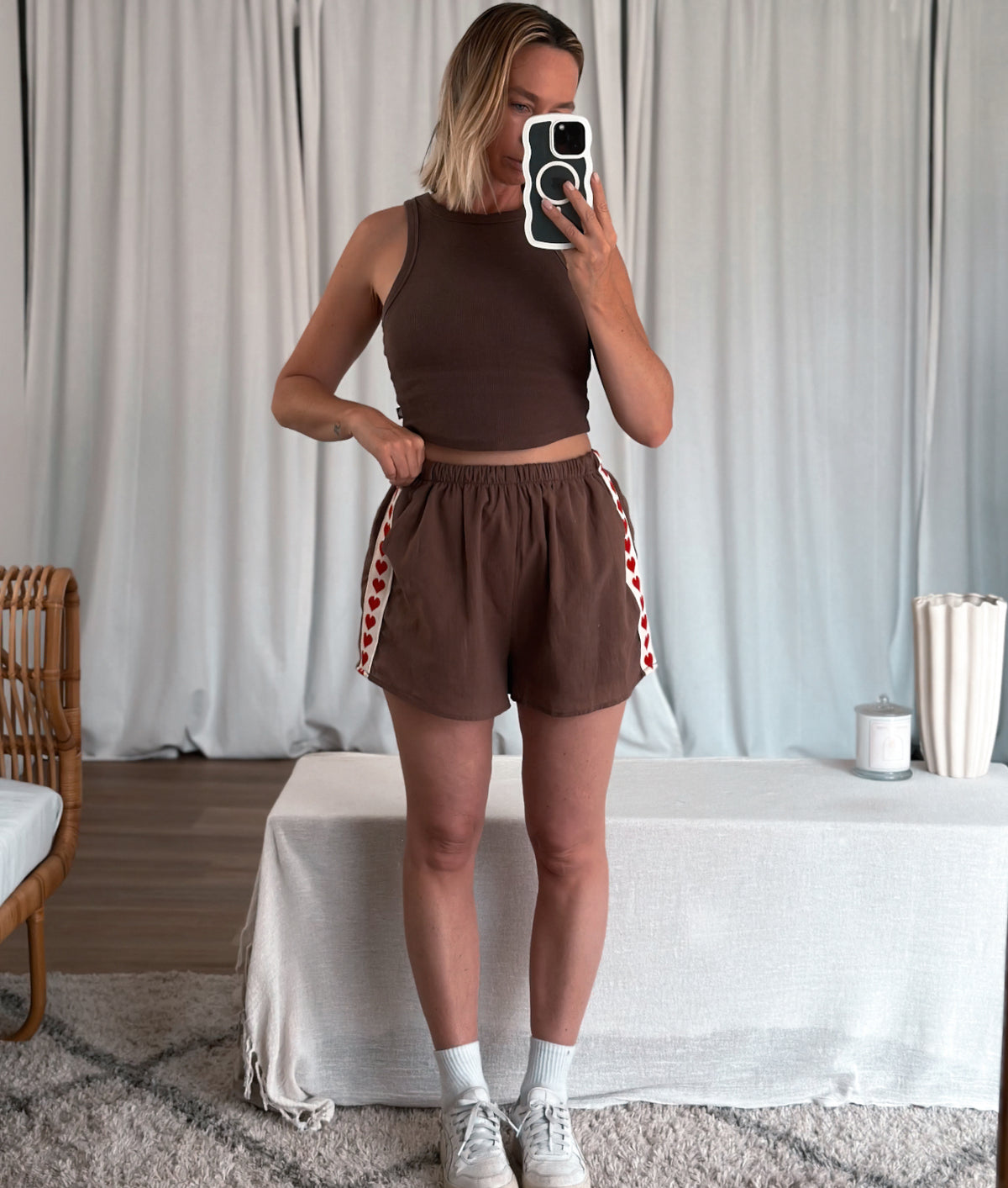 HEART RACER SHORTS - CHOCOLATE