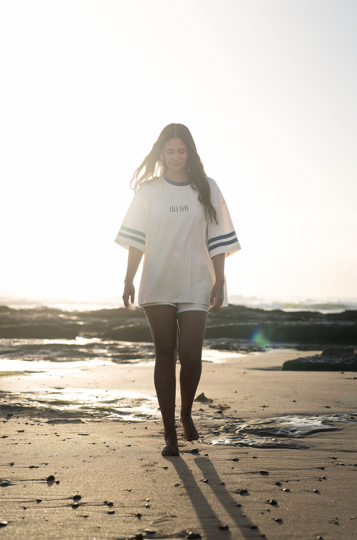 THE EDIT TEE - BLUE & OFF WHITE