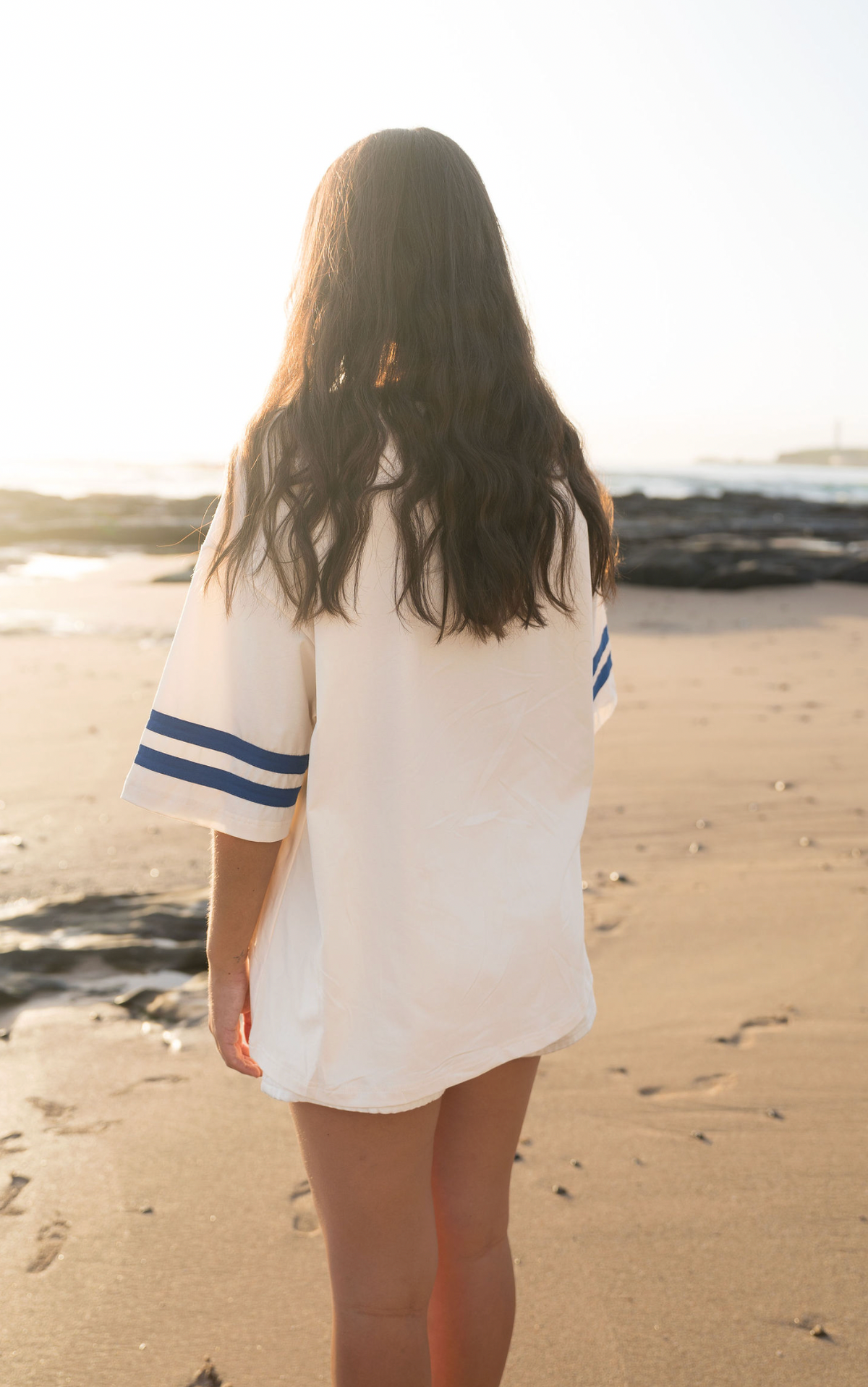 THE EDIT TEE - BLUE & OFF WHITE