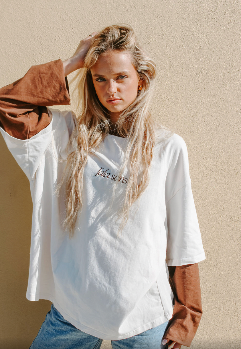 OFF DUTY TEE / CREAM - BROWN