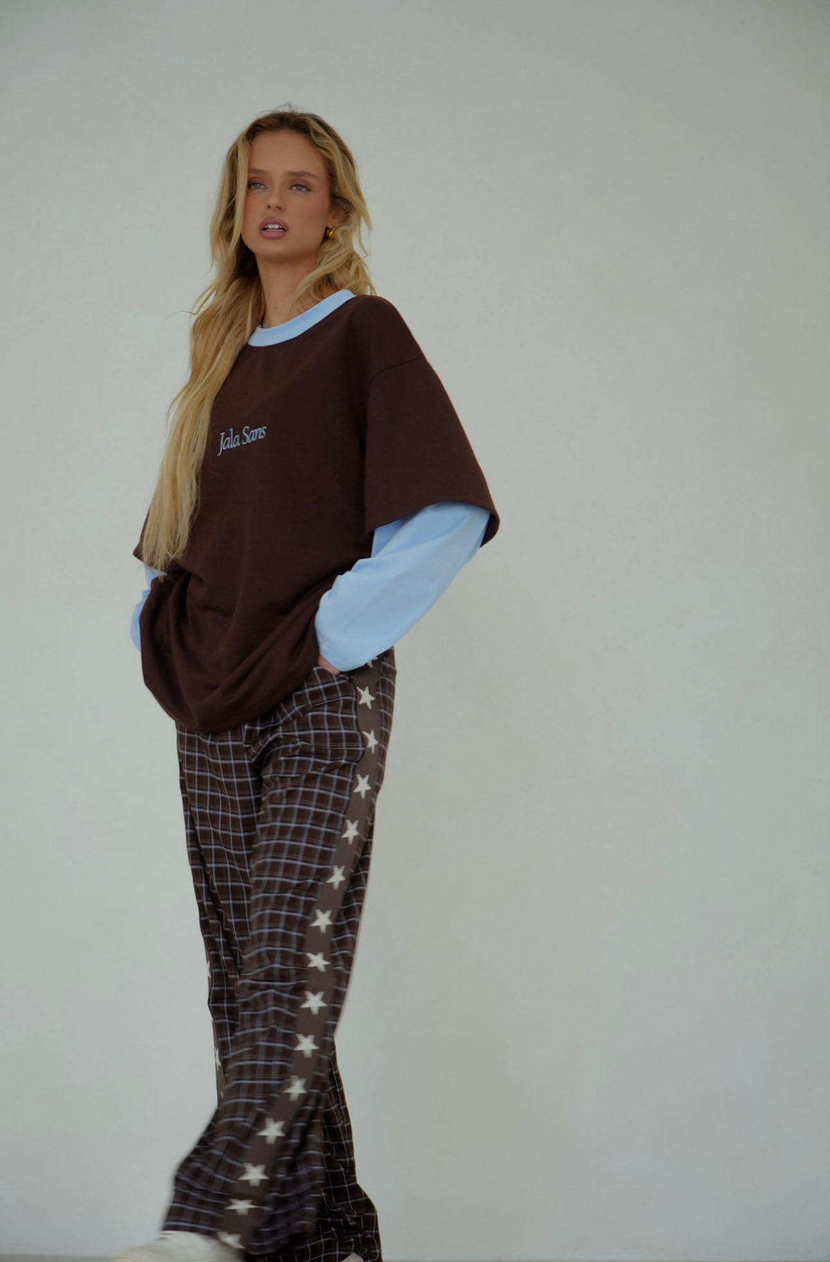 OFF DUTY TEE / CHOCOLATE BROWN - BLUE