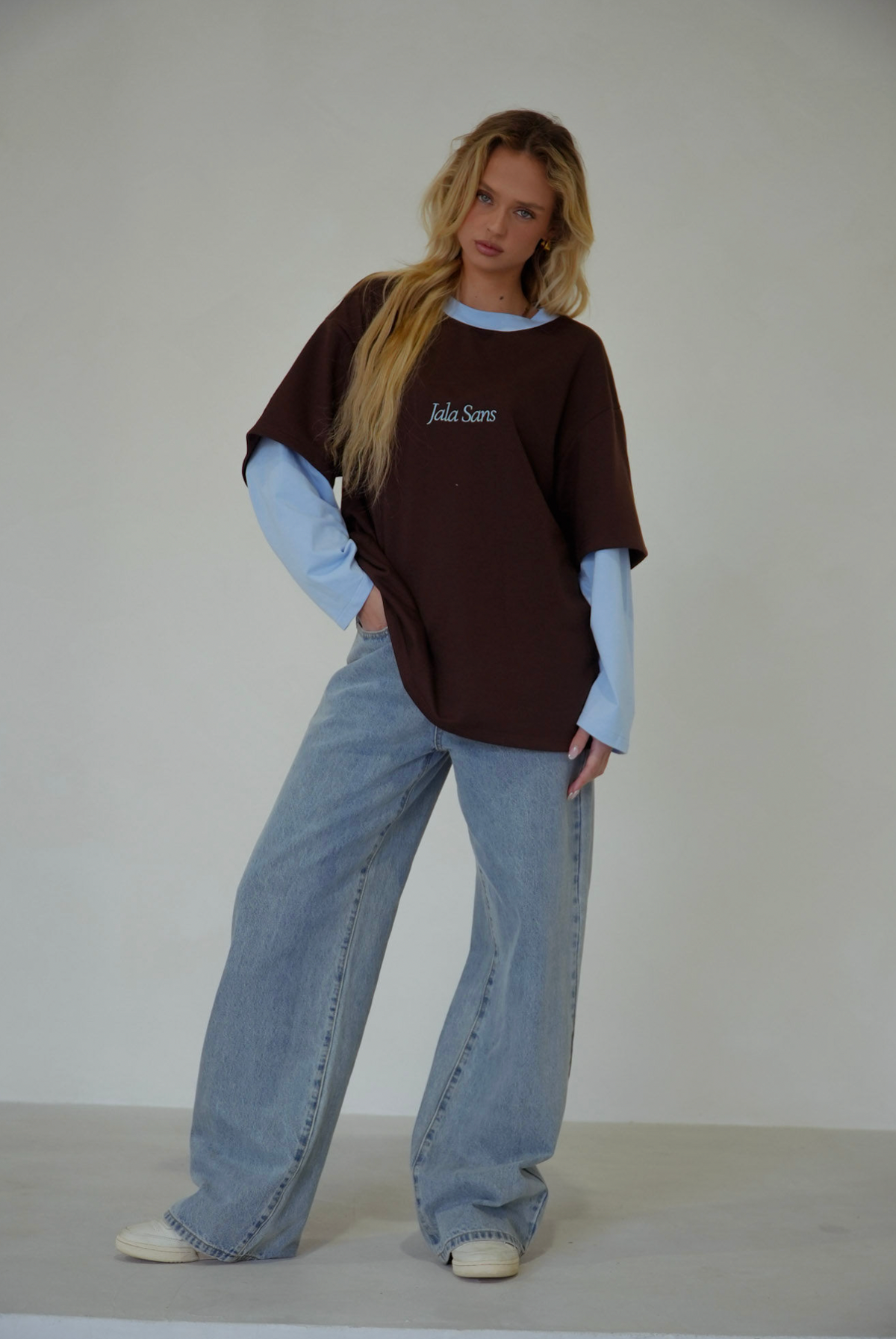OFF DUTY TEE / CHOCOLATE BROWN - BLUE