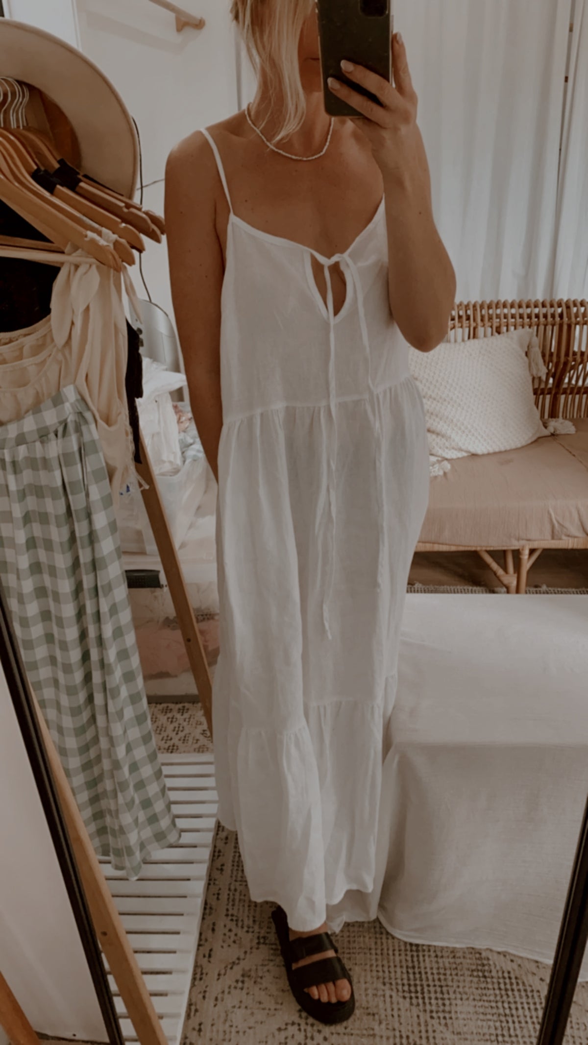 CHLOE LINEN DRESS / WHITE