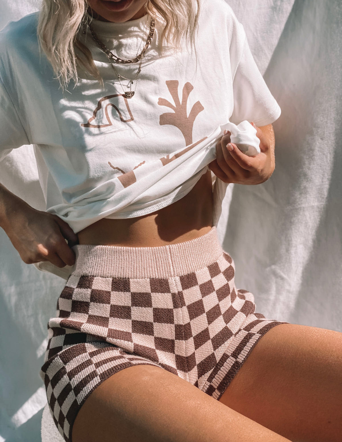 KNIT SHORTS - CHECKERED