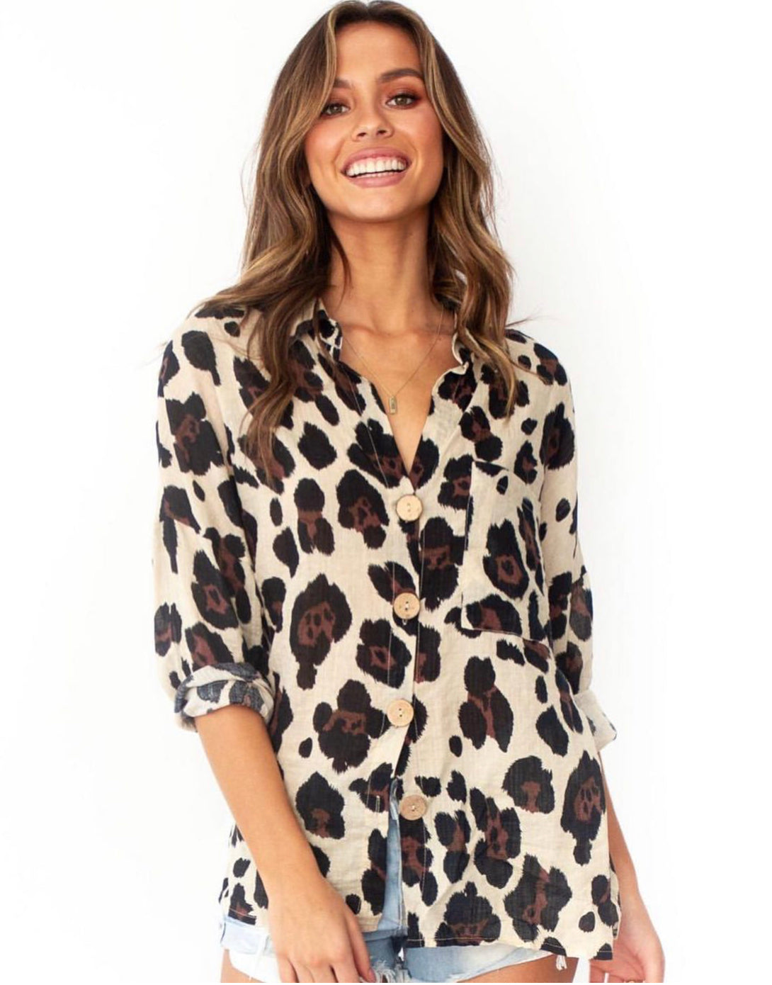 LEOPARD BUTTON UP