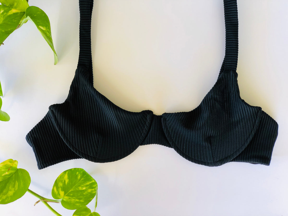 SALTY BRA - BLACK RIBBED